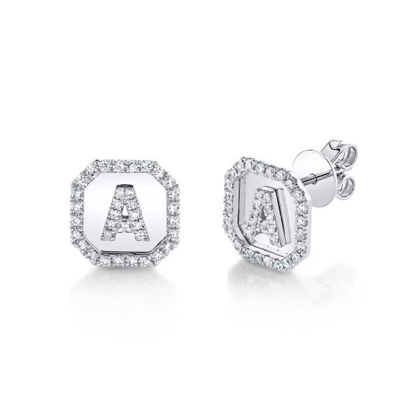 MINI ME DIAMOND PAVE INITIAL NAMEPLATE STUDS