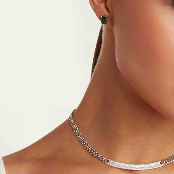 BLUE SAPPHIRE EMERALD CUT STUDS, 3-4cts