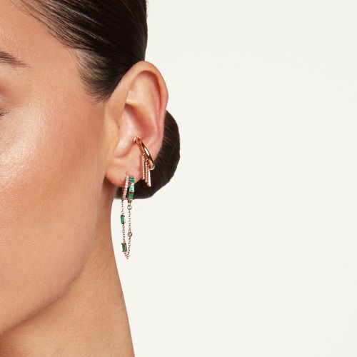 EMERALD & DIAMOND DOUBLE MIXED FRINGE HUGGIES