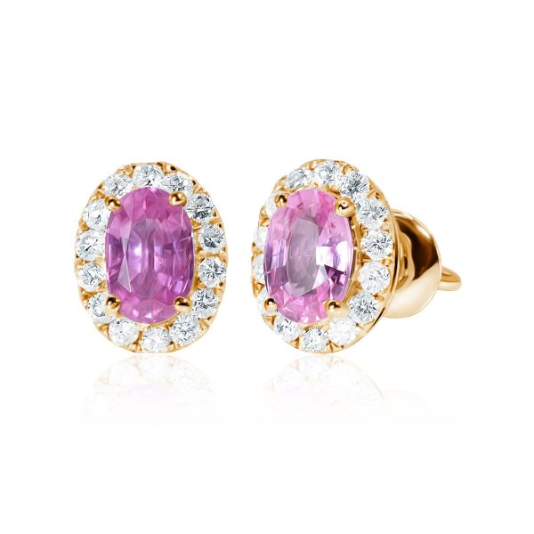 Pink Sapphire & Diamond Earrings Amur