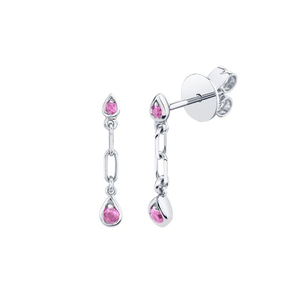MINI ME PINK SAPPHIRE DANGLE DROP STUDS