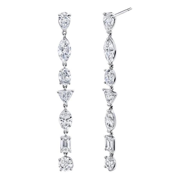 READY TO SHIP MIXED DIAMOND DROP EARRINGS, 14CTS