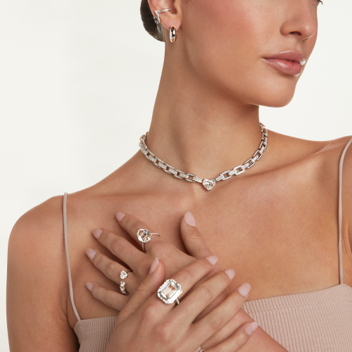 WHITE TOPAZ DIAMOND BAGUETTE PORTRAIT RING