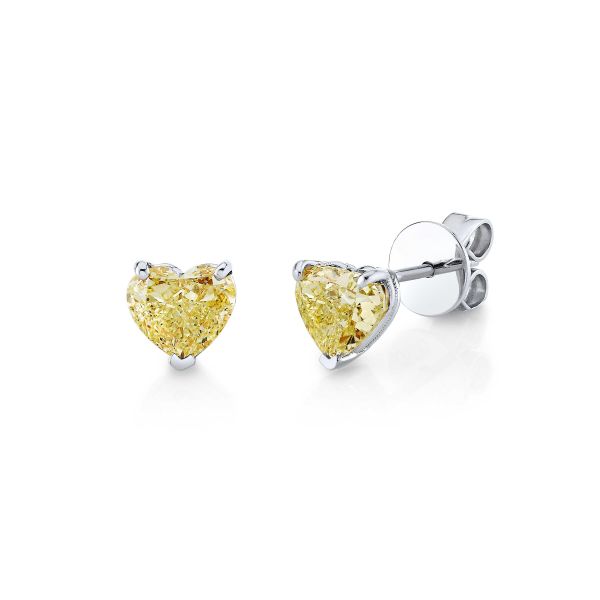 YELLOW DIAMOND HEART STUDS