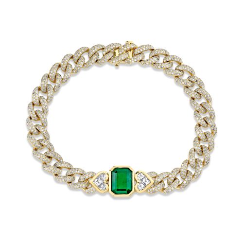 EMERALD TRI DIAMOND MEDIUM LINK BRACELET
