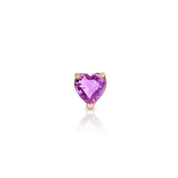 SINGLE PINK SAPPHIRE HEART STUD
