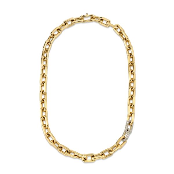 DIAMOND DOUBLE PAVE PAVE CABLE LINK NECKLACE