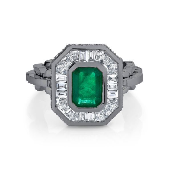 EMERALD & DIAMOND HALO MINI DECO RING