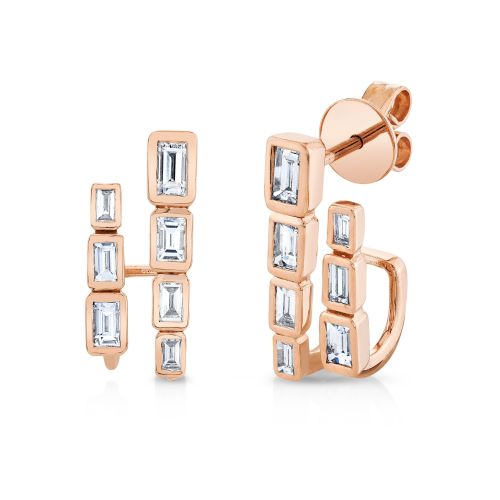 DIAMOND BEZEL BAGUETTE DOUBLE STICK STUDS