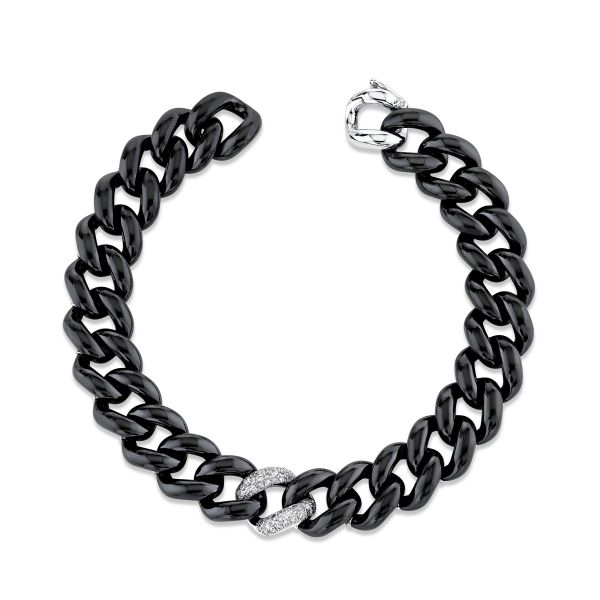 DIAMOND SINGLE PAVE & BLACK CERAMIC ESSENTIAL LINK BRACELET