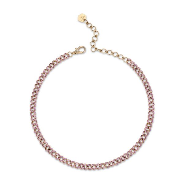 PINK SAPPHIRE MINI PAVE LINK CHOKER