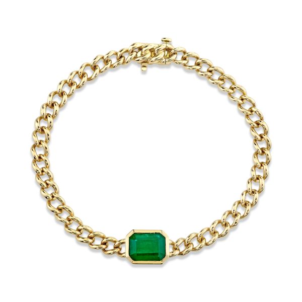 EMERALD CUT BEZEL MINI LINK BRACELET