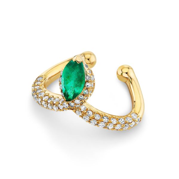 EMERALD MARQUISE CHEVRON EAR CUFF