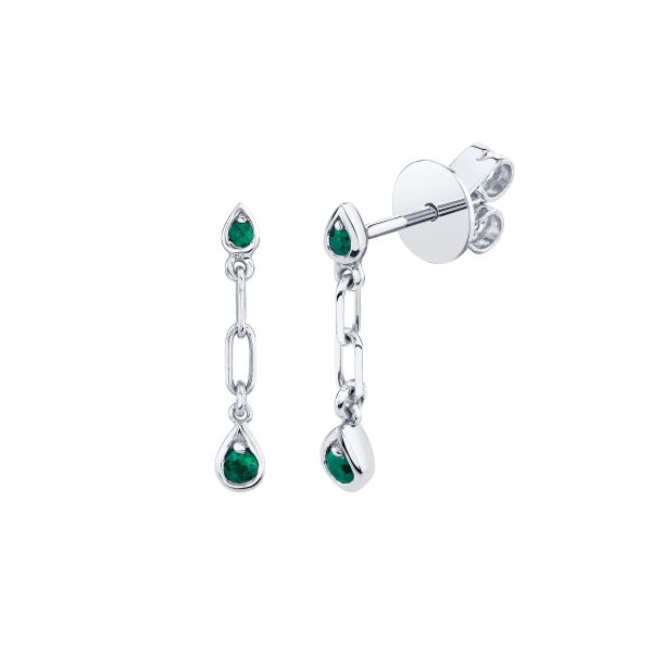 MINI ME EMERALD DANGLE DROP STUDS