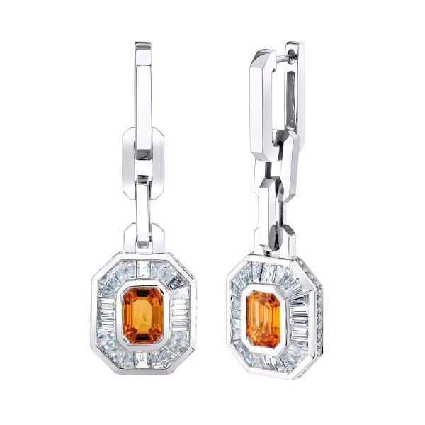 YELLOW SAPPHIRE & DIAMOND HALO MINI DECO DROP EARRINGS