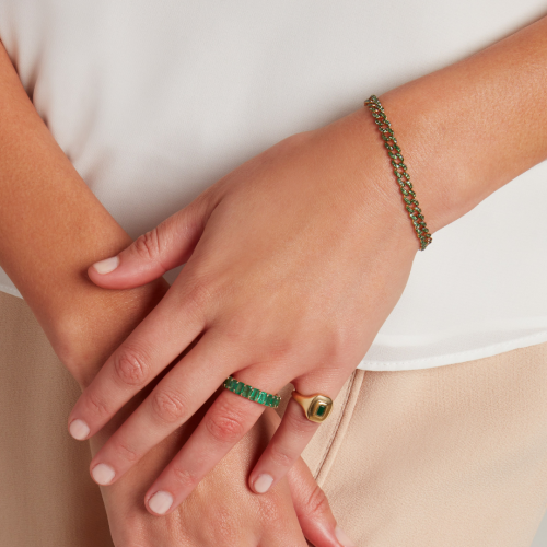 GREEN GARNET PAVE MINI LINK BRACELET