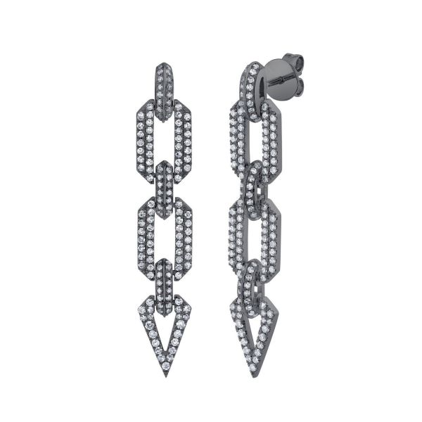 DIAMOND PAVE GEO LINK EARRINGS