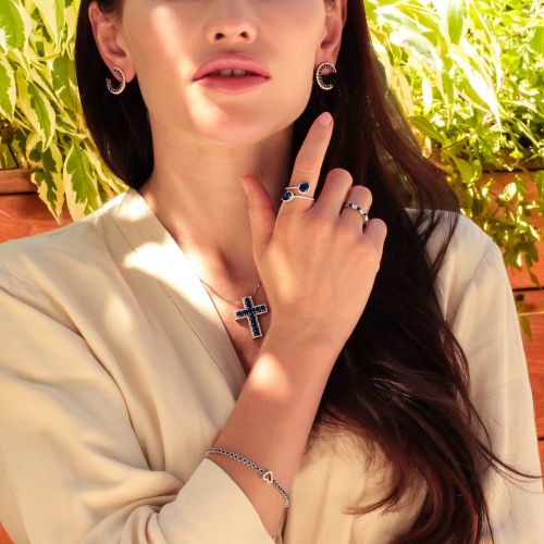 Sapphire & Diamond Pendant/cross Cetus