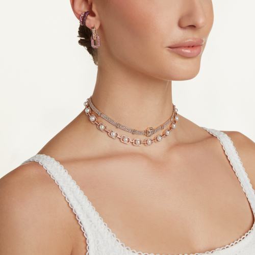 CAGED PEARL & DIAMOND CUT-OUT CHOKER