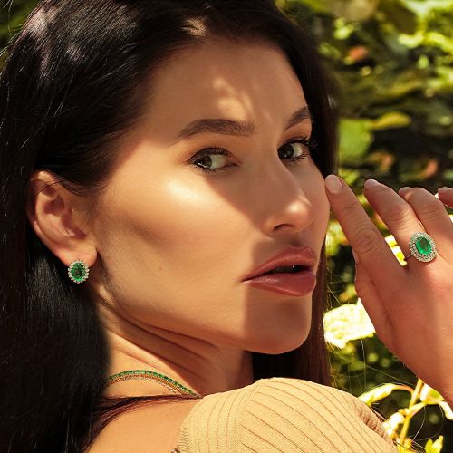 Emerald & Diamond Earrings Plutos