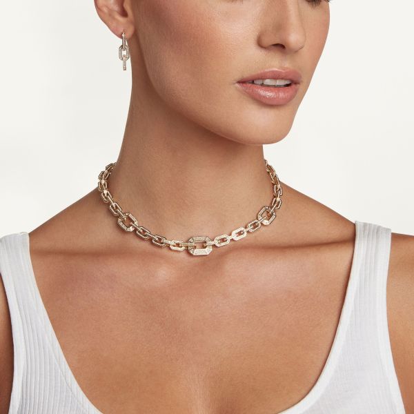 DIAMOND 3 IN 1 PAVE GRADUAL DECO LINK DROP EARRINGS