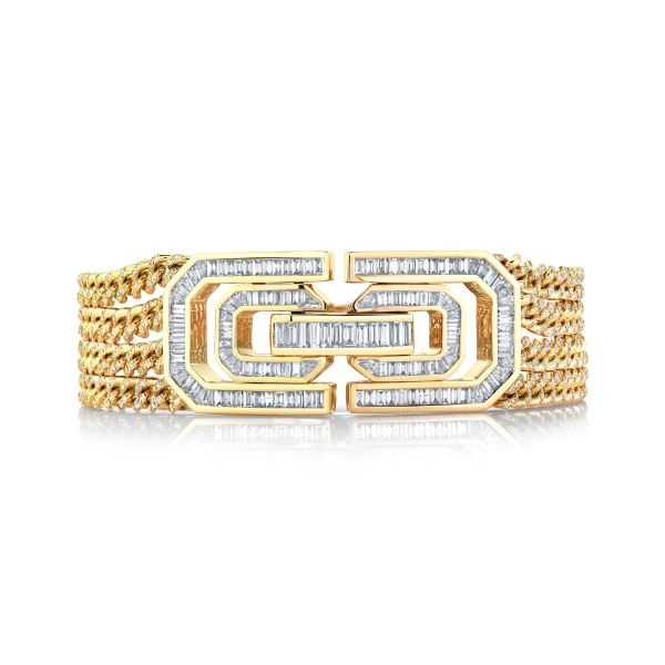 DIAMOND BAGUETTE DECO LOCK LINK BRACELET