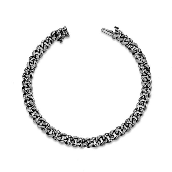 DIAMOND ALTERNATING PAVE MINI LINK BRACELET
