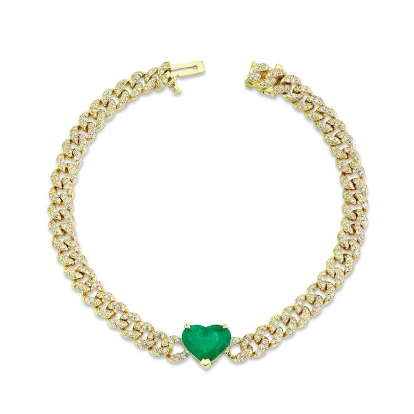 EMERALD HEART PAVE MINI LINK BRACELET