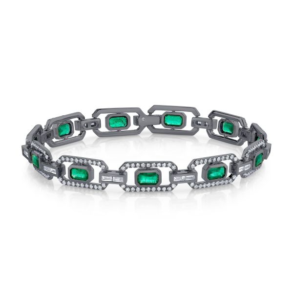 EMERALD & DIAMOND HALO LINK BRACELET