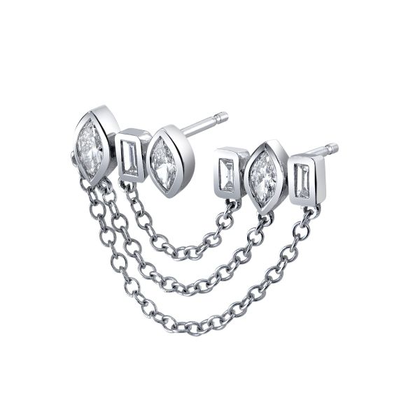 READY TO SHIP MIXED DIAMOND DUO CHAIN LINK STUD