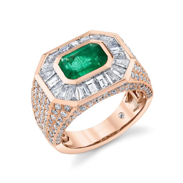 EMERALD & MIXED DIAMOND CHAMPIONSHIP RING