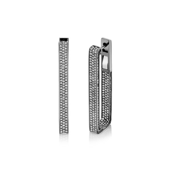 DIAMOND PAVE ELONGATED DECO LINK EARRINGS