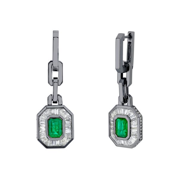 EMERALD & DIAMOND HALO MINI DECO EARRINGS