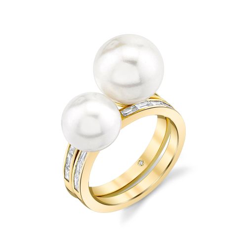 PEARL & DIAMOND BAGUETTE 2 IN 1 RING