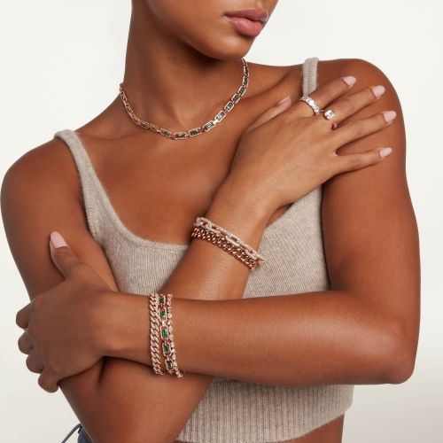 EMERALD & DIAMOND HALO LINK BRACELET