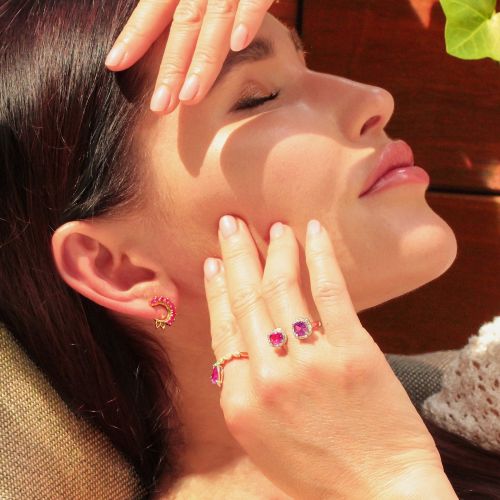 Pink Sapphire & Diamond Ring Pink Hugs