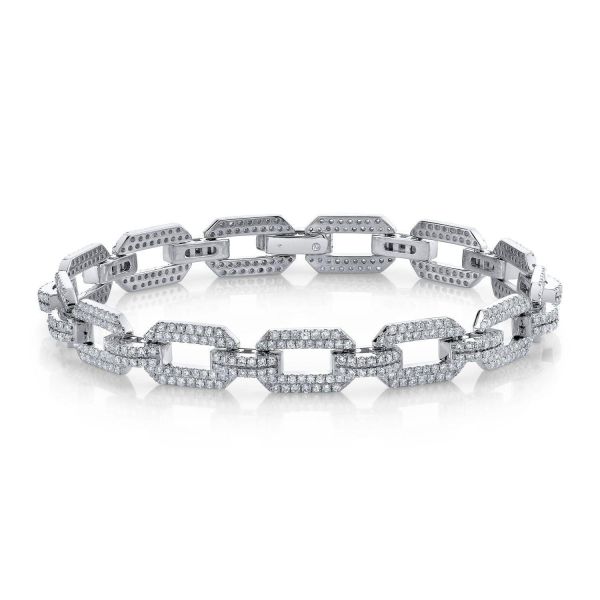 DIAMOND PAVE FLAT GEO LINK BRACELET