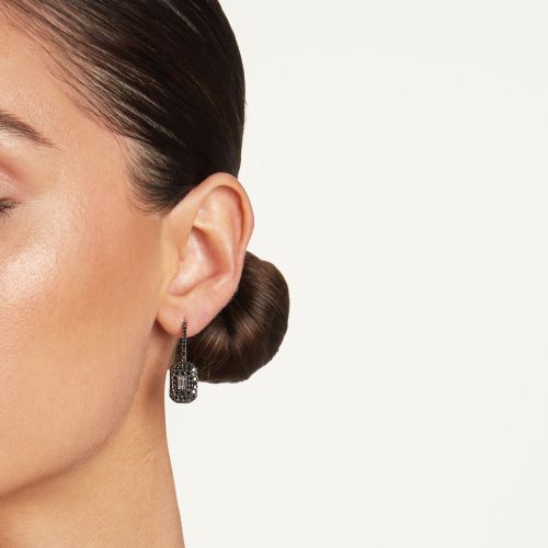 BLACK DIAMOND PAVE BAGUETTE DROP EARRINGS