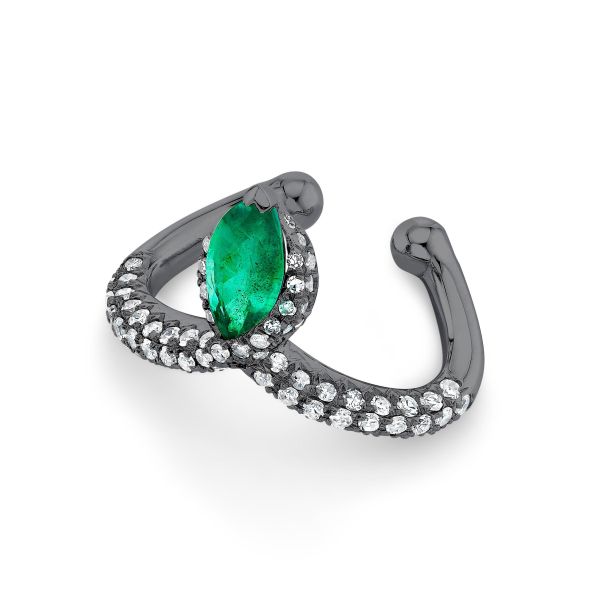 EMERALD MARQUISE CHEVRON EAR CUFF