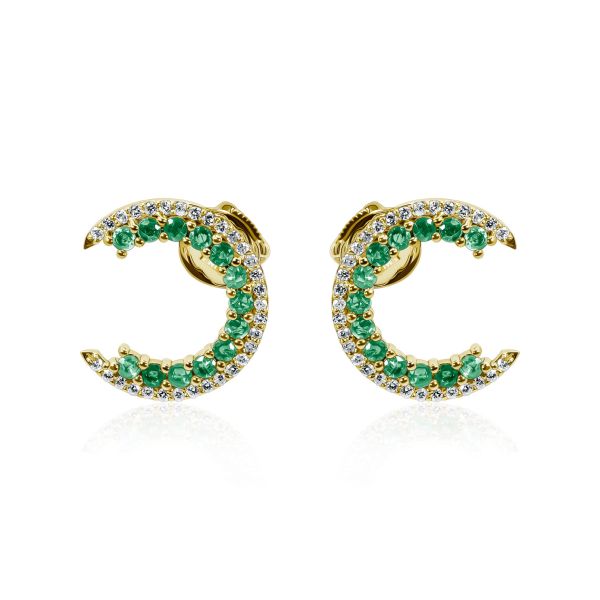 Emerald & White Diamond Earrings Green Caelum