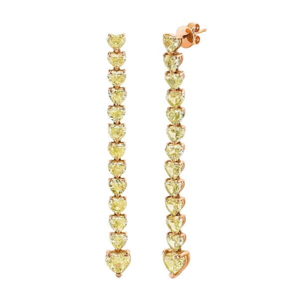 FANCY YELLOW DIAMOND 13 HEART DROP EARRINGS