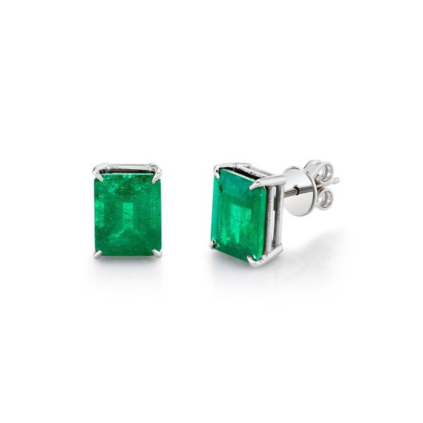 EMERALD STUDS, 3-4cts