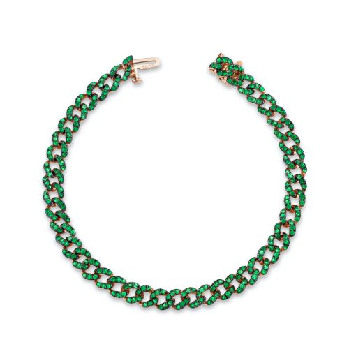 GREEN GARNET PAVE MINI LINK BRACELET