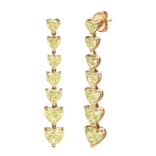 READY TO SHIP YELLOW DIAMOND 7 HEART DROP EARRINGS
