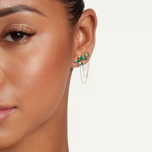 EMERALD MIXED DUO CHAIN LINK STUD