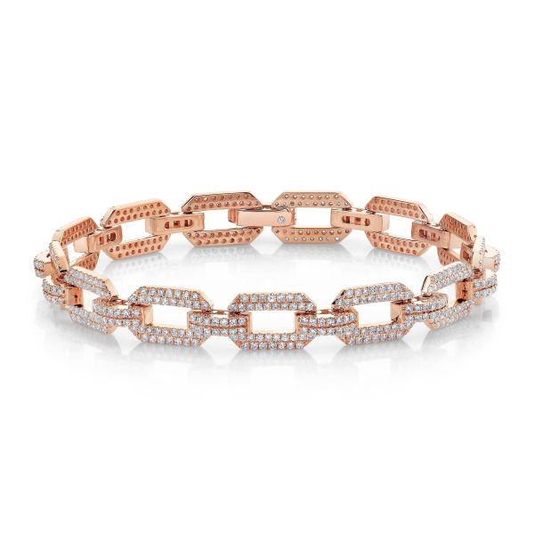 DIAMOND PAVE FLAT GEO LINK BRACELET