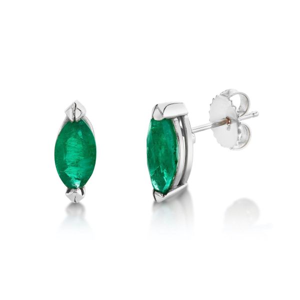 EMERALD MARQUISE STUDS