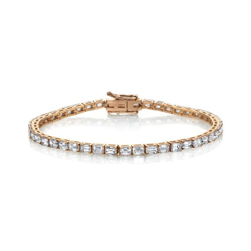 DIAMOND EMERALD CUT TENNIS BRACELET, 7cts