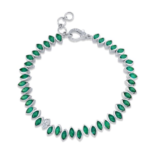 EMERALD & DIAMOND STAGGERED MARQUISE BRACELET
