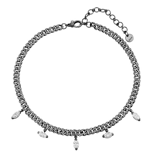 DIAMOND MARQUISE DROP MINI LINK NECKLACE